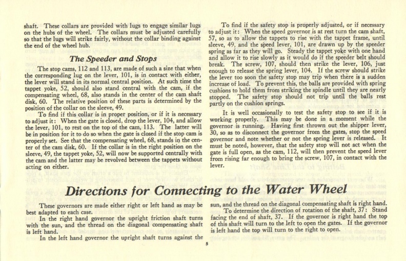 DIRECTIONS for Connecting and Operating VERTICAL MODEL GOVERNORS   5